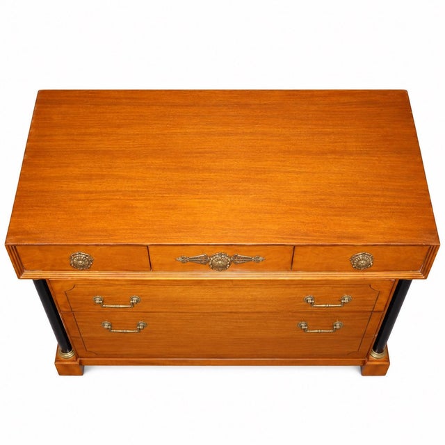 Bethlehem Furniture Mid-Century Biedermeier Style Maple & Ebonized Chests by Bethlehem Furn. - Pair For Sale - Image 4 of 7