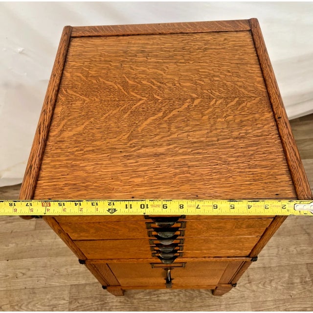 Antique Sectional Multi-Drawer Filing Cabinet Vollmer Bros. Quarter Sawn Oak For Sale - Image 14 of 18