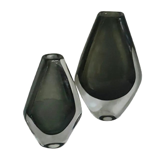 Vases by Nils Landberg for Orrefors, 1950s, Set of 2 For Sale