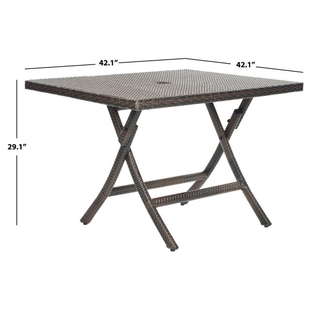 Transitional Samana Square Folding Table, Brown For Sale - Image 3 of 6