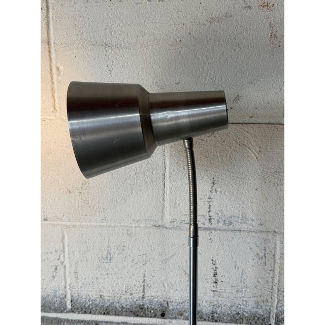 1950s 1950s Mid-Century Modern Metal Floor Lamp With Adjustable Gooseneck Shade For Sale - Image 5 of 8