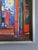 Blue Mid-Century Modern 'Vibrant Interior' Vintage Original Expressive Interior Oil Painting, Framed For Sale - Image 8 of 12