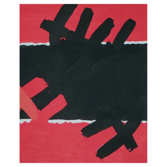 After Giuseppe Capogrossi, Surface Rouge et Noire, 1957, Stencil & Gouache For Sale