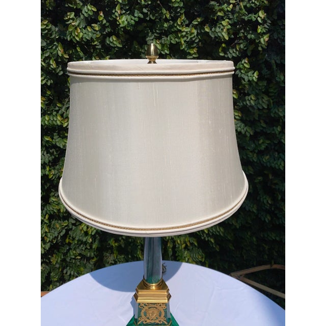 Marbo Lamp Company Late 20th Century Louis XVI Malachite & Gilt Bronze Lamp For Sale - Image 4 of 12