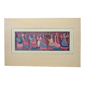 Lydie Egosi Matted Lithograph "Holidays" Signed Numbered 102/1500
