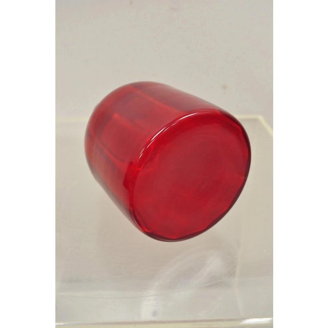 Glass Mid Century Modern Blenko Large Red Blown Art Glass Vase Vessel Jug With Stopper For Sale - Image 7 of 9