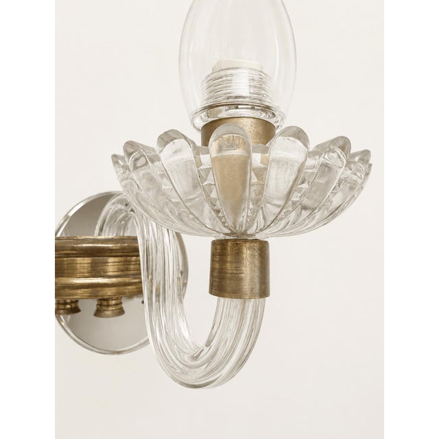 Mid-Century Murano Glass & Brass Two-Arm Wall Sconces, 1960s, Set of 2 For Sale - Image 4 of 7