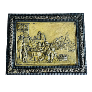 19 Th C Antique Embossed Brass Wall Art Dutch