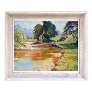 Mid Century River Mountain Valley Oasis Landscape For Sale