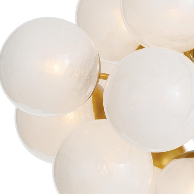 Shine Globe Chandelier, Natural Brass with Swirl Glass For Sale In Detroit - Image 6 of 9