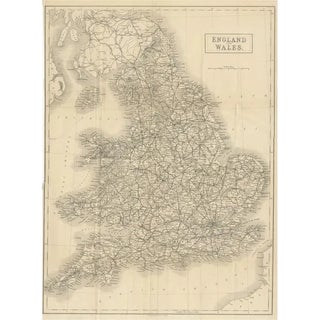 Antique Folding Map of England and Wales, 1890s For Sale