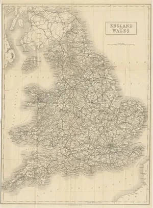 Antique Folding Map of England and Wales, 1890s