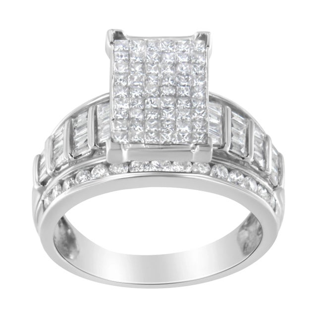 Uplift your style statement with this wonderful Square shaped diamond ring. Fashioned in cool 14kt white gold, this...