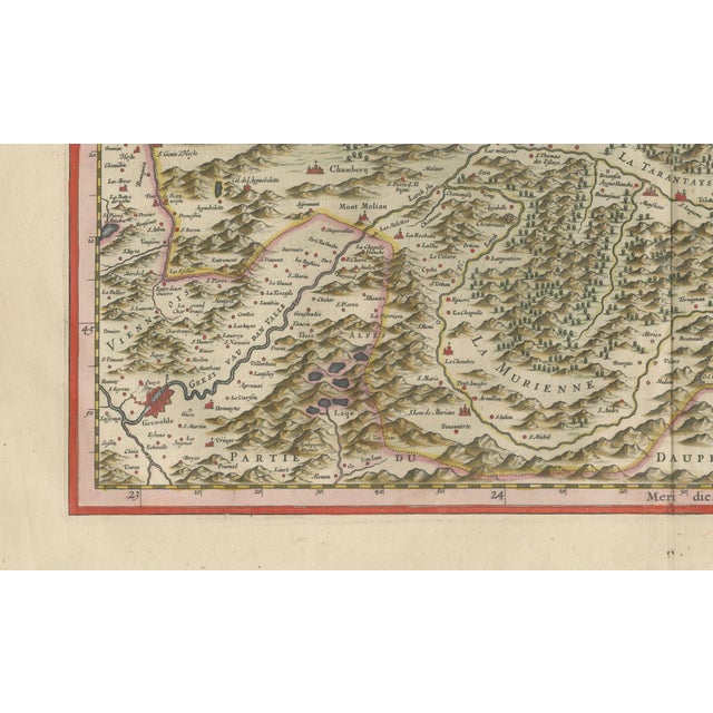 Paper Blaeu Map of Savoy & Alps, 1642 For Sale - Image 7 of 13