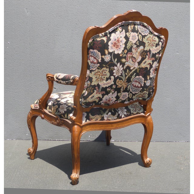 Vintage Heritage French Provincial Brown Floral Accent Bergere Chair