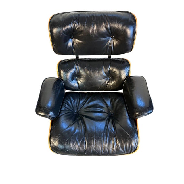 Authentic Herman Miller Eames Lounge Chair in Black Leather For Sale - Image 15 of 16