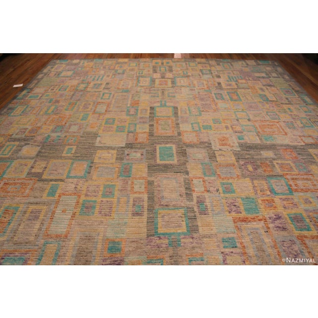 Beautifully Artistic Large Size Soft Jewel Tone Colors Mid Century Modern Influenced Geometric Design Modern Area Rug,...