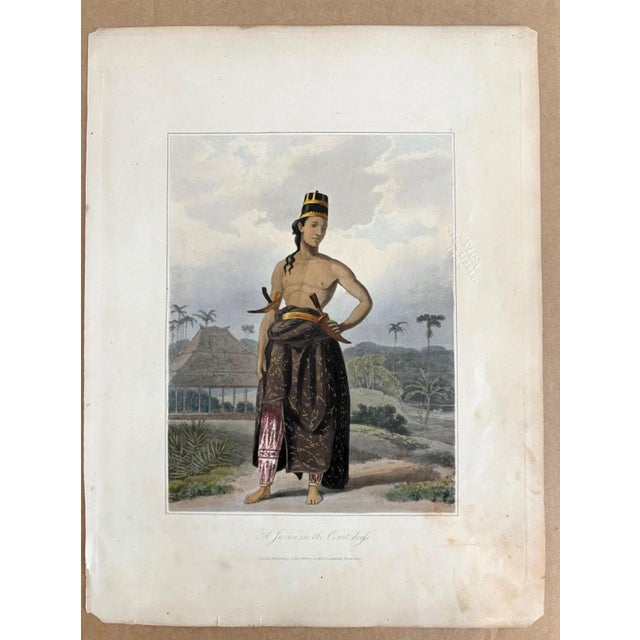 English Antique Aquatint by William Daniell "A Javan in the Court Dress" in 11x14 Mat For Sale - Image 3 of 5