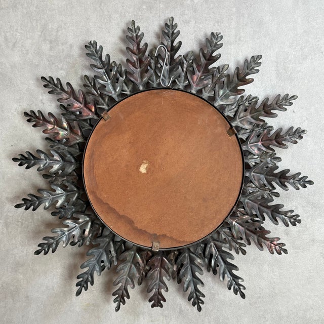 Mid-Century Modern Vintage Italian Round Sun Mirror, 1950s For Sale - Image 3 of 6