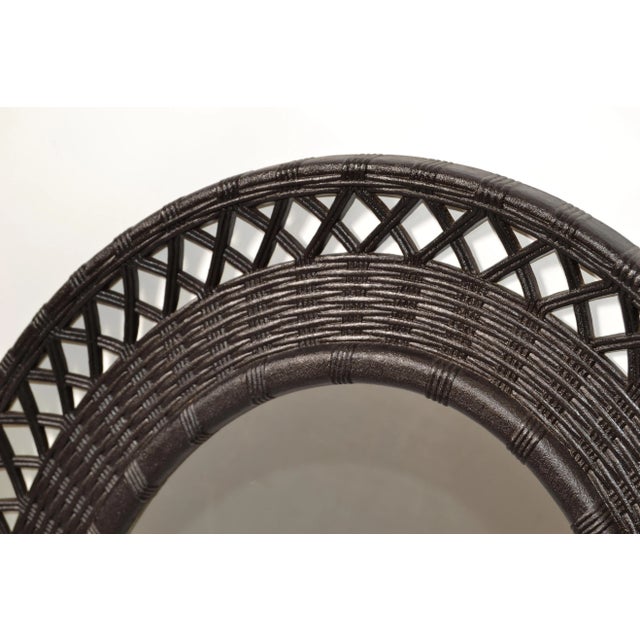 Coffee 1978 Bohemian Chic Brown Resin Lattice Oval Wall Mirror Made in USA For Sale - Image 8 of 12