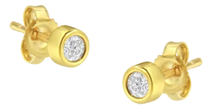 10K Yellow Gold 0.15 Cttw Round Brilliant-Cut Near Colorless Diamond Bezel-Set Stud Earrings, A Pair