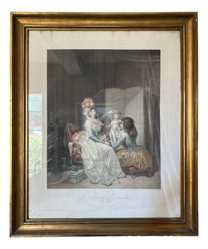 Cazenave after Boilly, L'Amour Couronné, 18th Century, Large Color Engraving, Framed