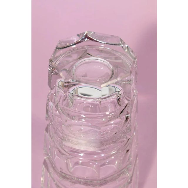 1940s Art Deco Clear Cut Crystal Vase Attributed to Josef Hoffman for Moser For Sale - Image 11 of 12