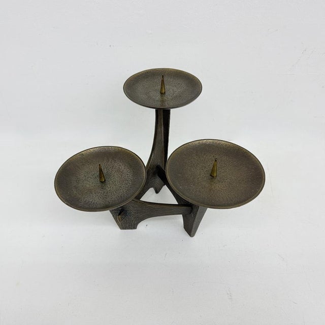 Modernist Sculptural Brutalist Bronze Metal Candleholder, France, 1960s For Sale - Image 18 of 18