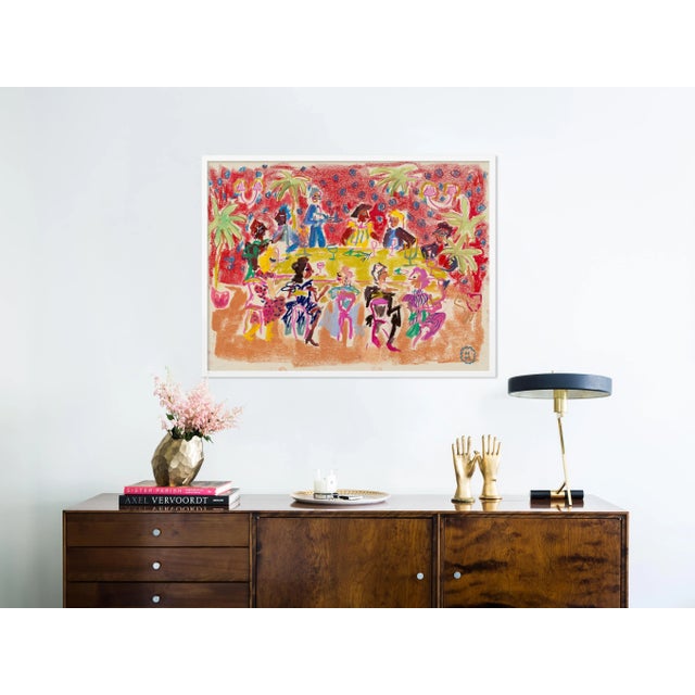 DESCRIPTION: At a Dinner Party by Happy Menocal in White Frame, Small Art Print SPECIFICATIONS: Type: Framed Paper. Framed...