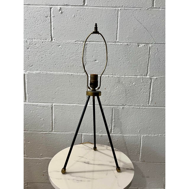 Mid-Century Modern Mid-Century Modern Tripod Table Lamp With Laced Parchment Shade For Sale - Image 3 of 9