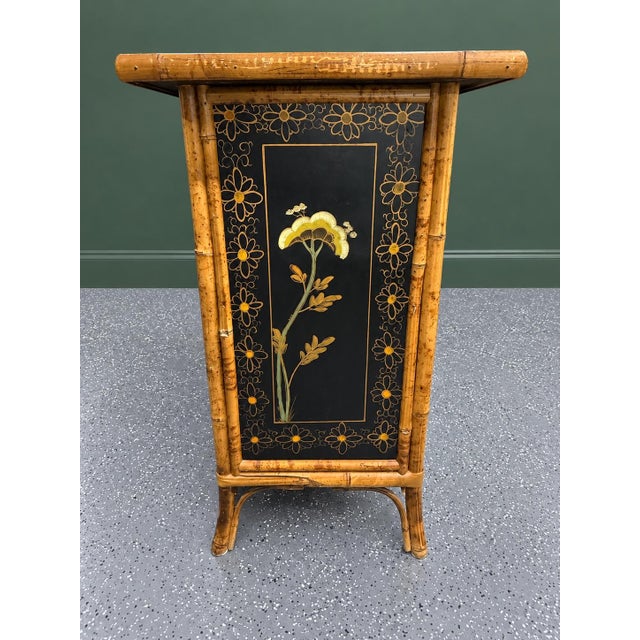 Black Vintage Aesthetic Movement Style Bamboo and Black Lacquer Chinoiserie Cabinet For Sale - Image 8 of 11