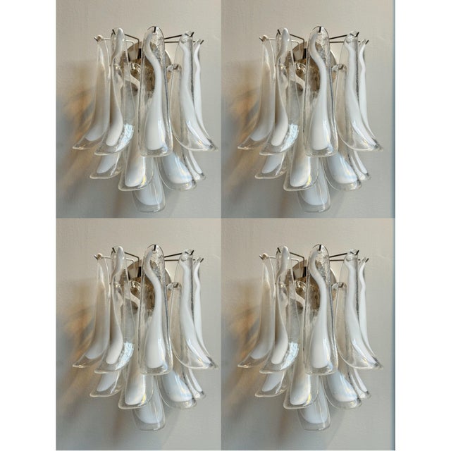 White Murano Glass Prisms Wall Lamps, 2000, Set of 4 For Sale - Image 9 of 9