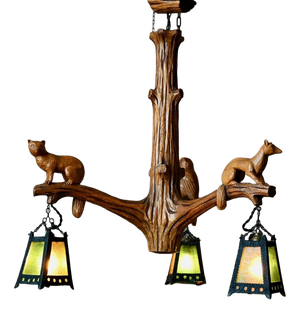 Vintage Carved Wooden Pendant Light in Black Forest Style, 1960s