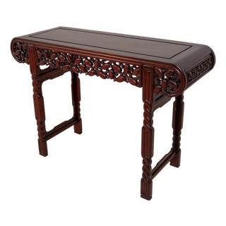 Vintage Rosewood Chinese Hand Carved Sofa Table For Sale