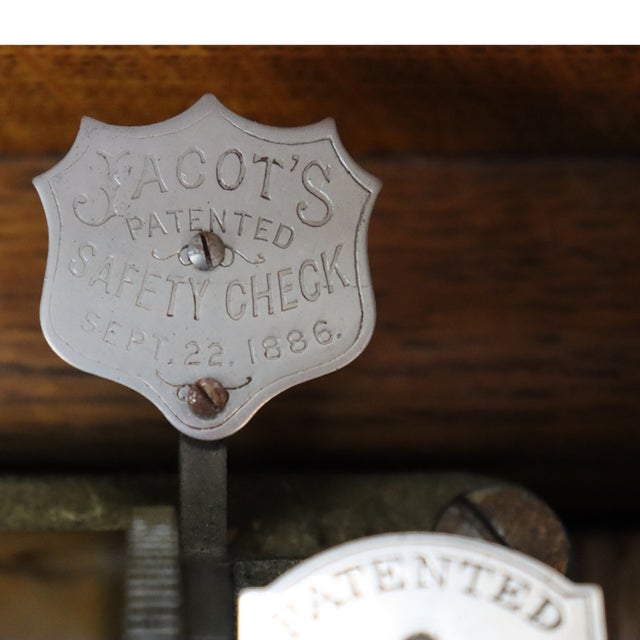 Jackpot Carved Oak & Glass Cylinder Music Box Signed 19thC For Sale - Image 4 of 9