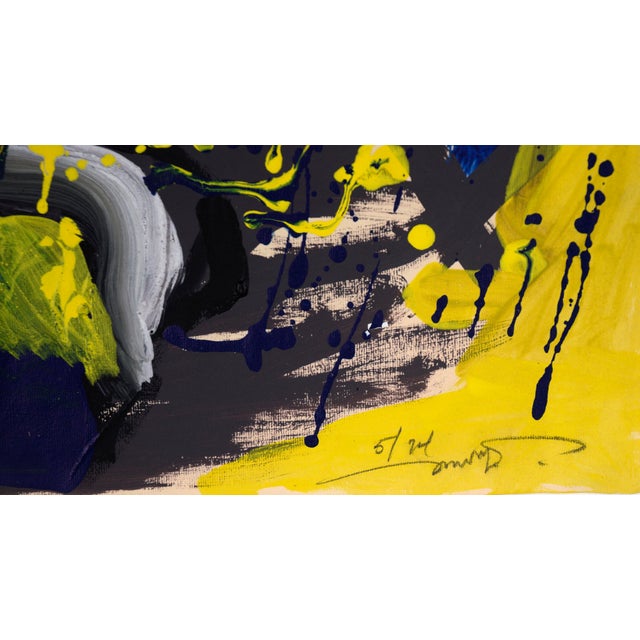 Yellow Nude in the Garden Abstract Expressionist Original Acrylic Painting on Paper by Michael William Eggleston For Sale - Image 8 of 9