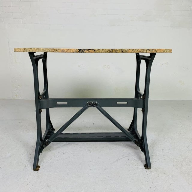 Stone Garden Table with Marble Top on Singer Cast Iron Frame, 1950s For Sale - Image 7 of 18