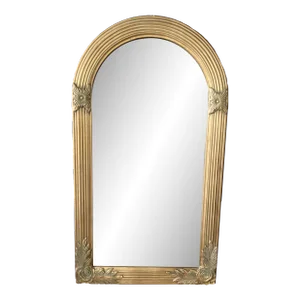 1950’s Hollywood Regency Arched Gold Carved Wood Mirror