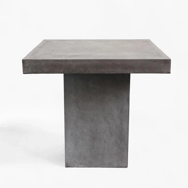 Modern outdoor fiber reinforced concrete square counter table. Simple functional design. Each may vary in natural concrete...