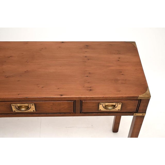 Brown Military Campaign Yew Wood Console Table, 1930s For Sale - Image 8 of 12