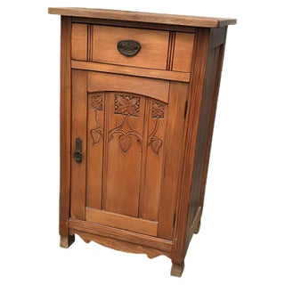 Antique Rustic Pinewood Nightstand For Sale