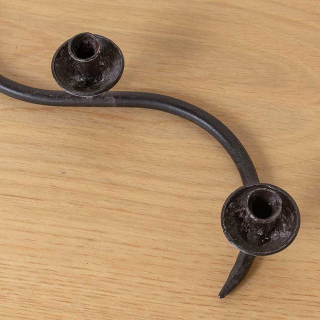 Metal 1950s Petite French Iron Candelabra For Sale - Image 7 of 9