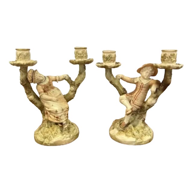 Hadley Candlesticks from Royal Worcester, 1920s, Set of 2 For Sale