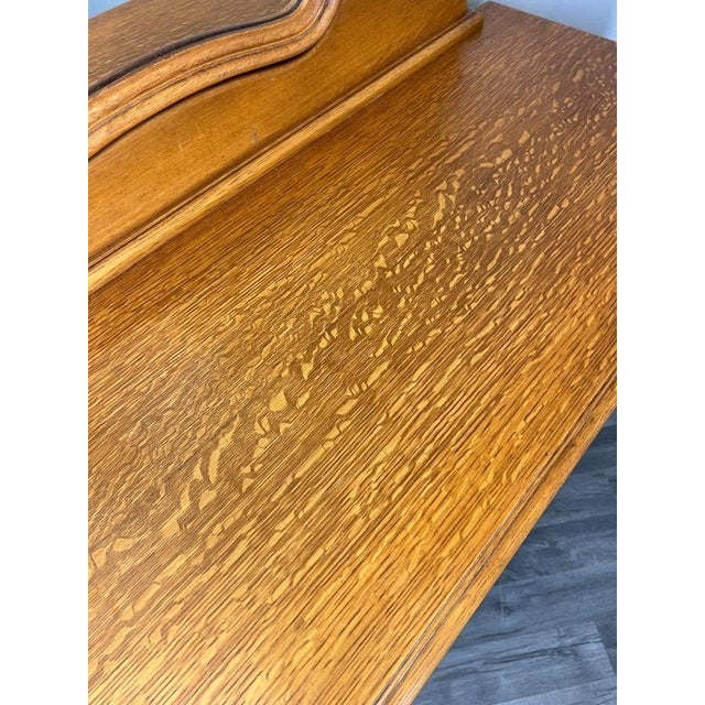 French Louis Style Oak Dressing Table with Mirror For Sale - Image 5 of 13