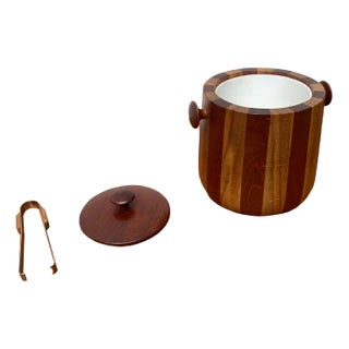 Mid-Century Ice Bucket in Wood, 1960s, Set of 3 For Sale