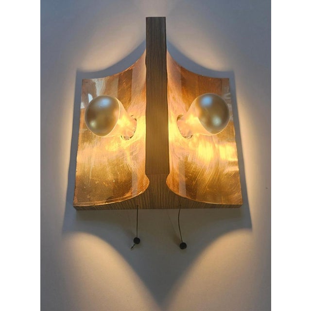 Wood Mid-Century Brass Wall Lamp, Germany, 1970s For Sale - Image 7 of 13