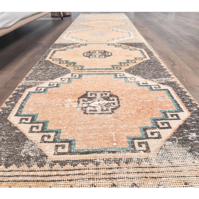 Vintage Orange Turkish Hand-Knotted Runner For Sale - Image 4 of 9