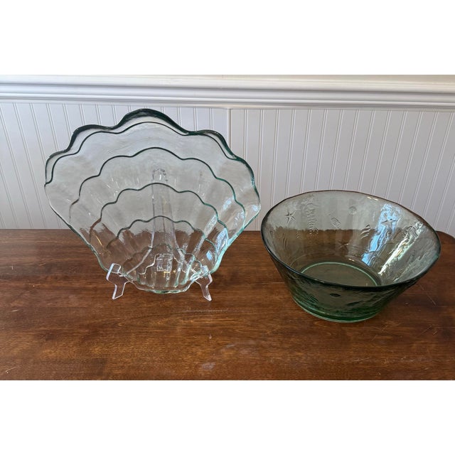 Glass Coastal Seashell Bowl With Shell Serving Tray For Sale - Image 7 of 12