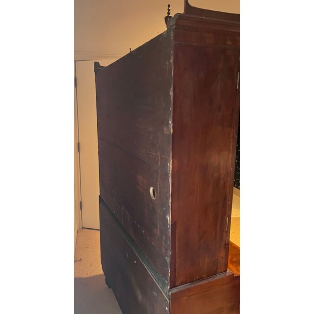 Antique Early 1900s Flame Mahogany Secretary With Bookcase For Sale - Image 17 of 18
