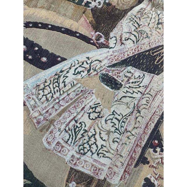 Vintage French Screenprinted Tapestry with Departure to Hunt Motif, 1970s For Sale - Image 15 of 18